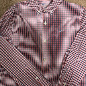 Vineyard Vines Boys Performance Red and Blue Checkered Shirt